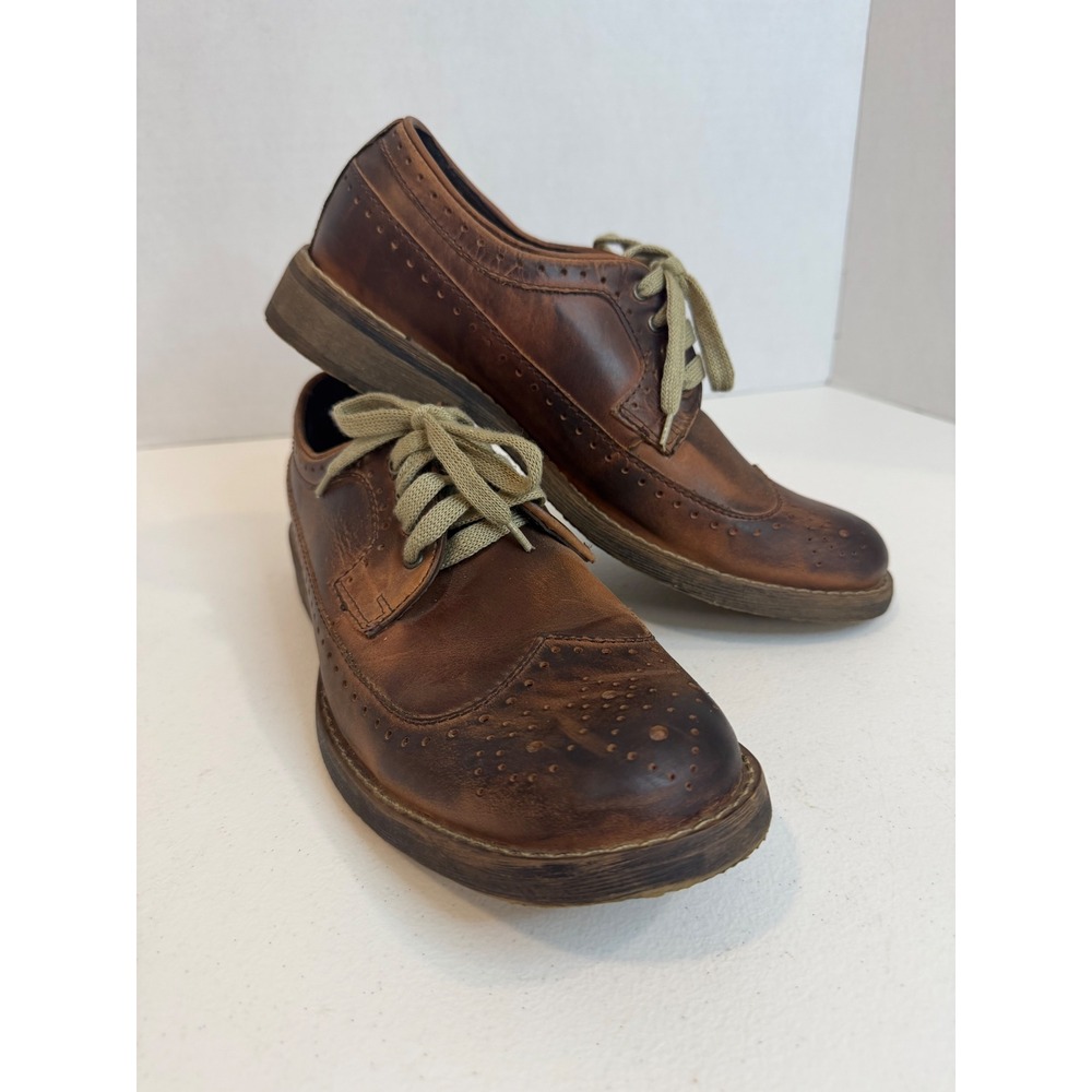 Bed|Stü Men's Leather Wingtip Oxford Shoes Brown Distressed Lace Up US 9.5